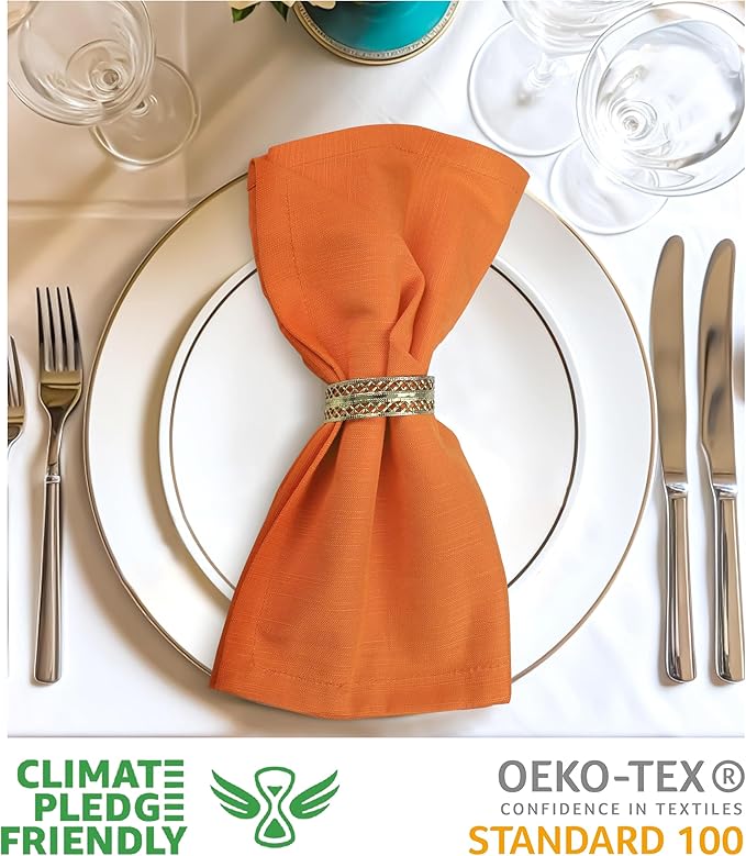 Urban Villa Cloth Napkins Halloween Dinner Napkins Solid Orange Color 20''x20'' (Set of 12) 100% Cotton Slub Absorbent Napkins Soft Durable Reusable Washable Ideal for Events Parties Everyday use