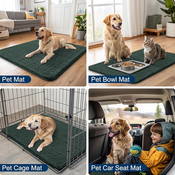 Smiry Dog Door Mat for Muddy Paws 36x24, Absorbent Dirt Trapper, Non-Slip