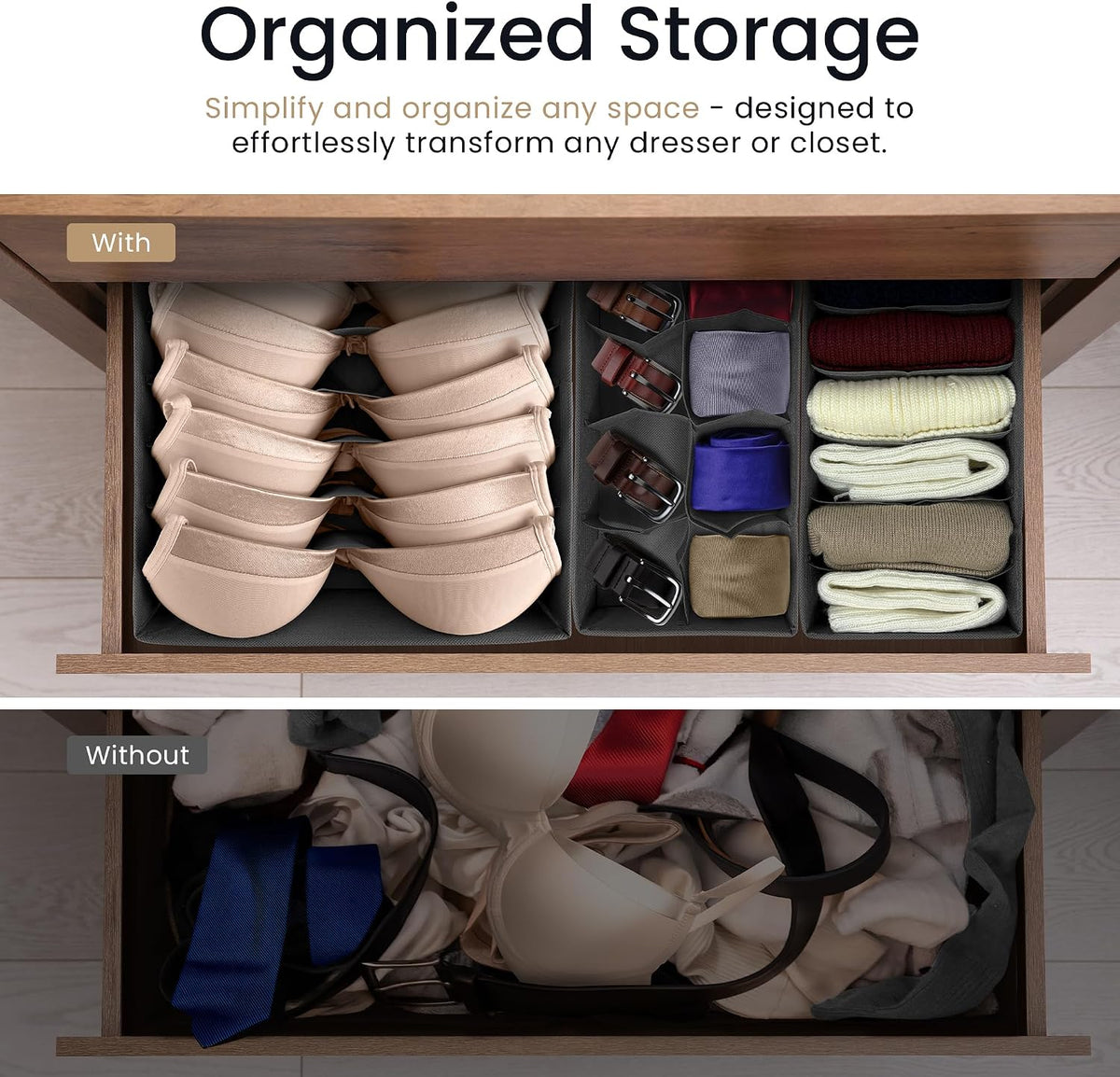 Reli. Sock Organizer (14 Pack) | 132 Cell Underwear Organizer | Gray