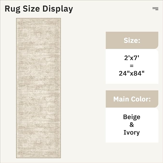 Soalmost Runner Rug 2x7 Washable Non-Slip Hallway Runner Rugs