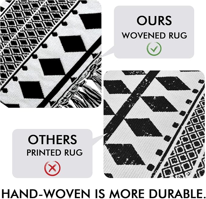 IOHOUZE Black Boho Area Rug