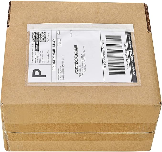 SJPACK 4000 7.5" x 5.5" Clear Adhesive Top Loading Packing List/Label Envelopes Pouches