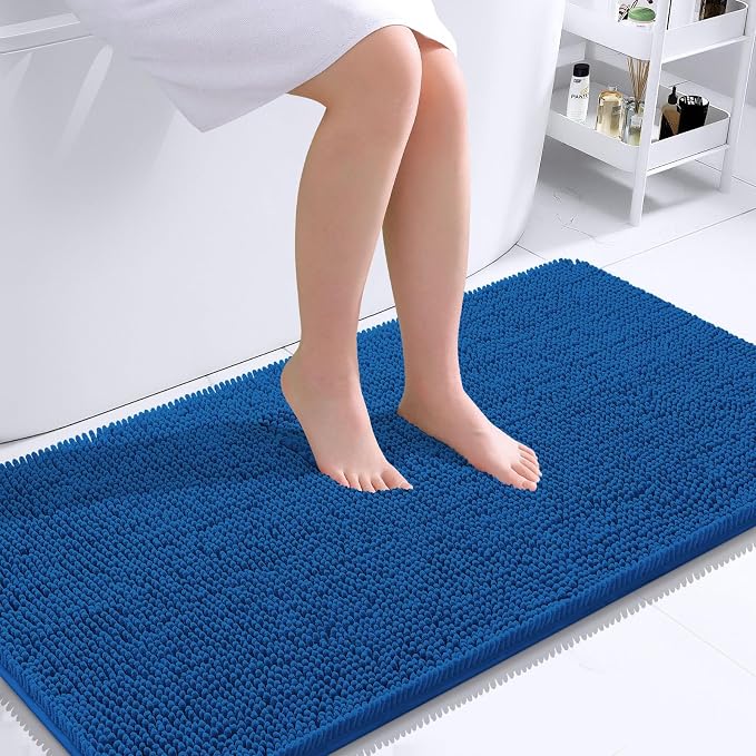 OLANLY Bathroom Runner Rugs 44x24, Soft Absorbent Chenille Bath Rugs, Rubber