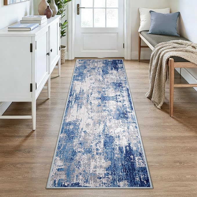 RELEANY Washable Area Rugs 3x8 Non-Slip Modern Abstract Soft