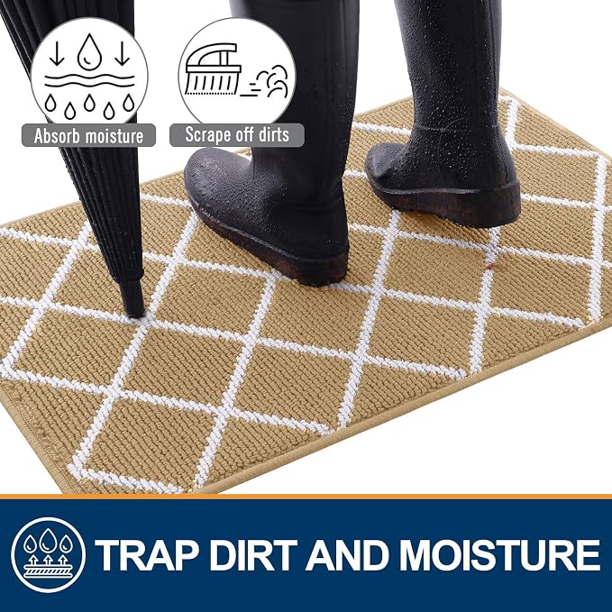 Finchitty Indoor Door Mat, Dirt Resistant and Absorbent, Low-Profile, Washable