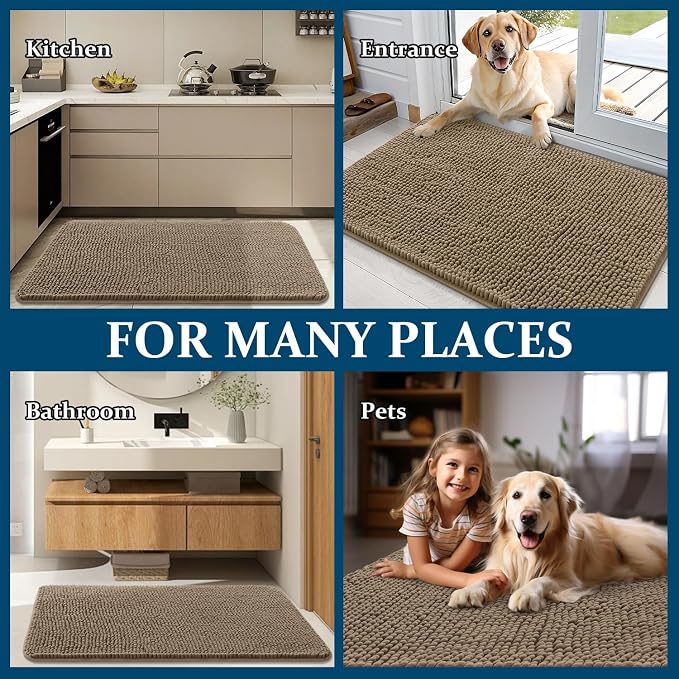 OLANLY Dog Door Mat for Muddy Paws 24x16, Absorbs Moisture and Dirt, Absorbent