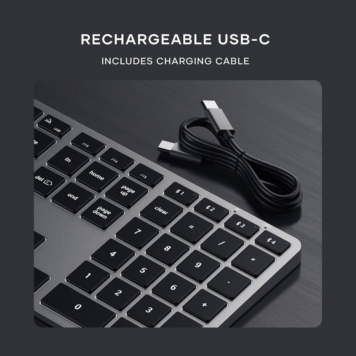 Satechi Slim X3 Bluetooth Backlit Keyboard & M1 Wireless Bluetooth Mouse for Mac and Windows, with Rechargeable Type-C Port - Space Gray