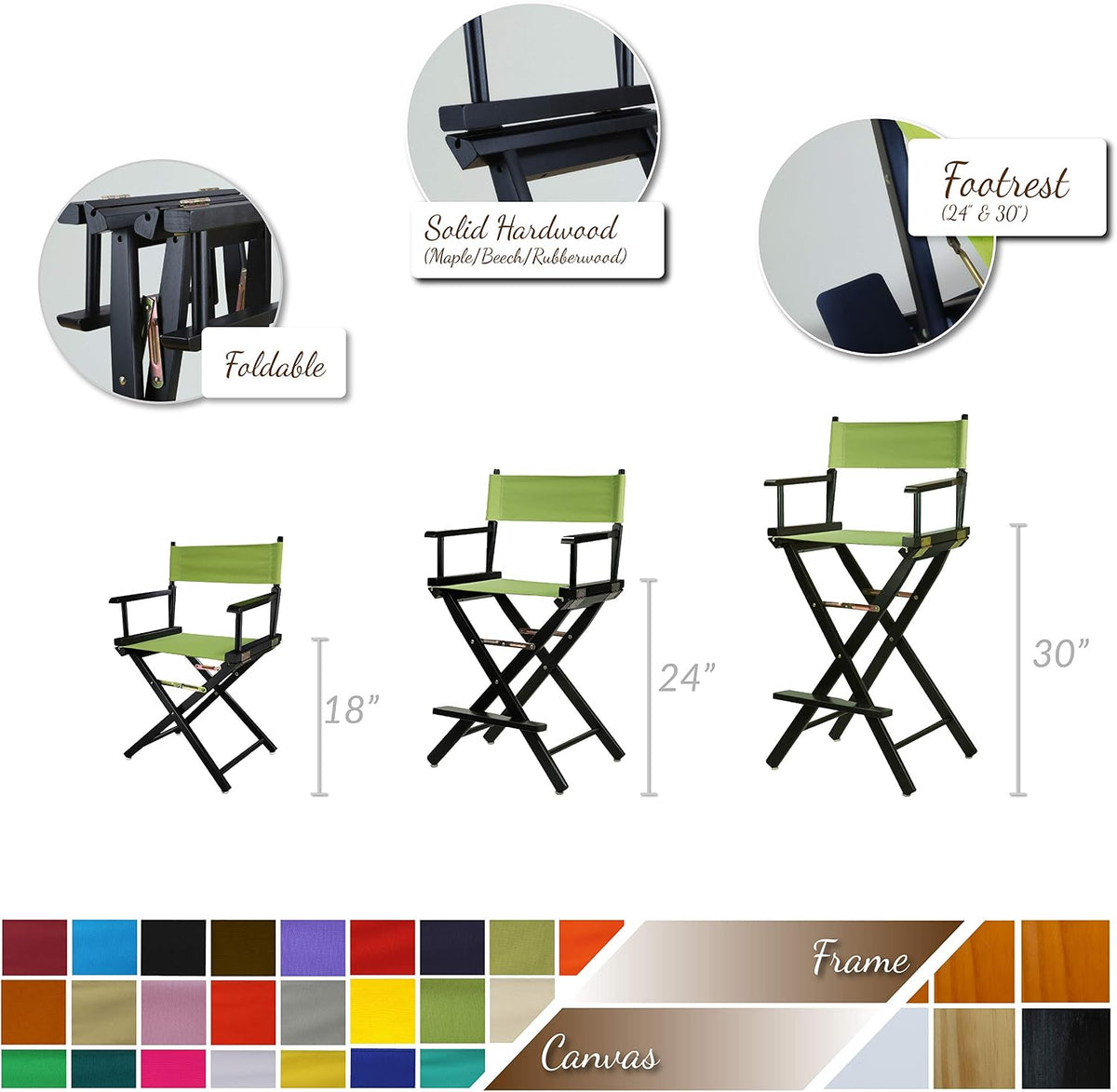 Casual Home 220-01/021-30 Director Chair 24" - Counter Height WhiteFrame/Magenta Canvas