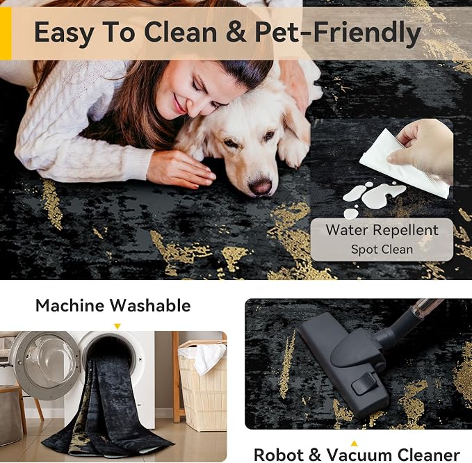 RELEANY Washable Area Rugs 4ft Non-Slip Modern Abstract Soft