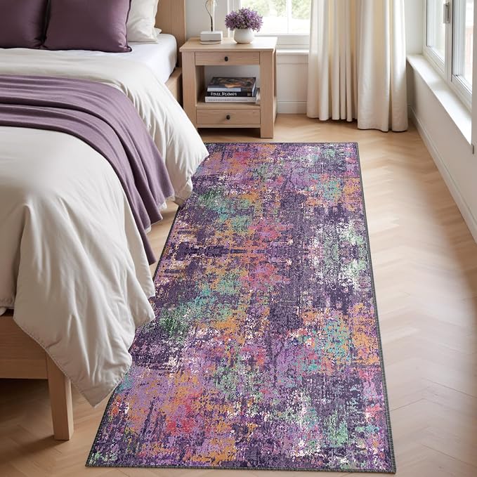 RELEANY Washable Area Rugs 2'x6' Non-Slip Modern Abstract Soft