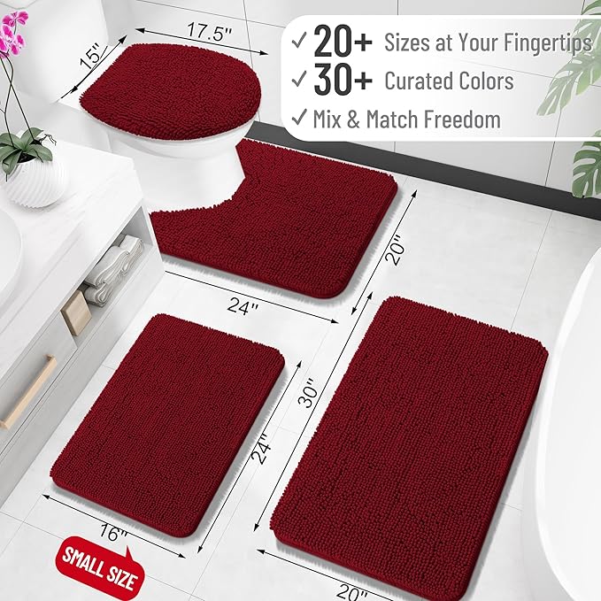 OLANLY Bathroom Rugs 34x21, Extra Soft Absorbent Chenille Bath Rugs, Rubber
