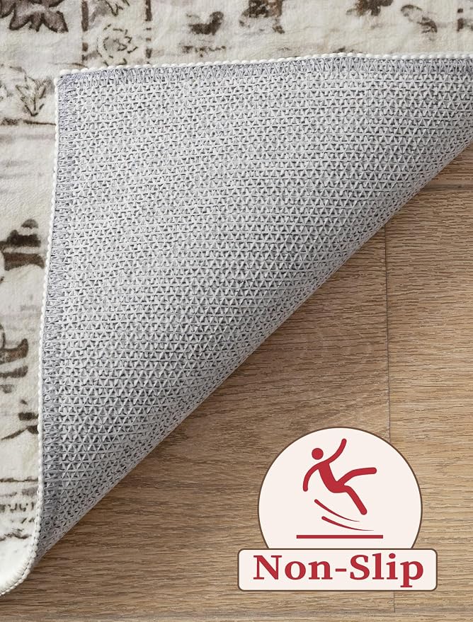 SERISSA Boho Washable Runner Rug, 2x6 Rug Non-Slip Vintage Earth Tone Hallway