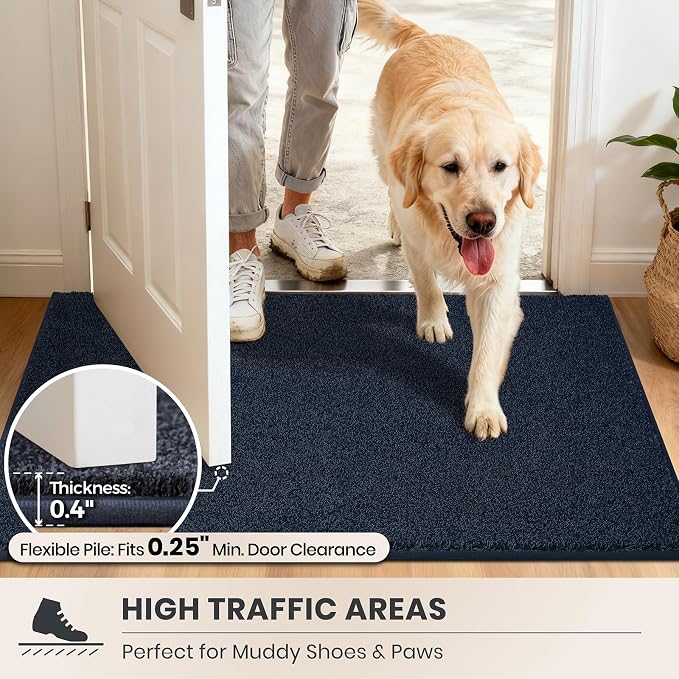 PURRUGS Dirt Trapping Door Mat 34" x 59", Non-Slip Machine Washable Entryway Rug