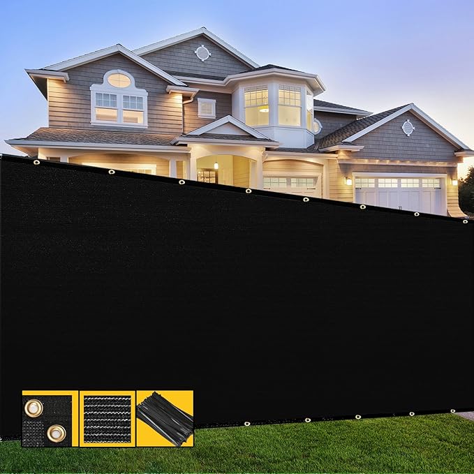 Customized 4' x 56' Black Fence Privacy Screen,with Bindings & Grommets,Heavy Duty for Gardens Backyard Patio Tennis Court Pool Construction Project Outdoor Events,We Make Custom Sizes