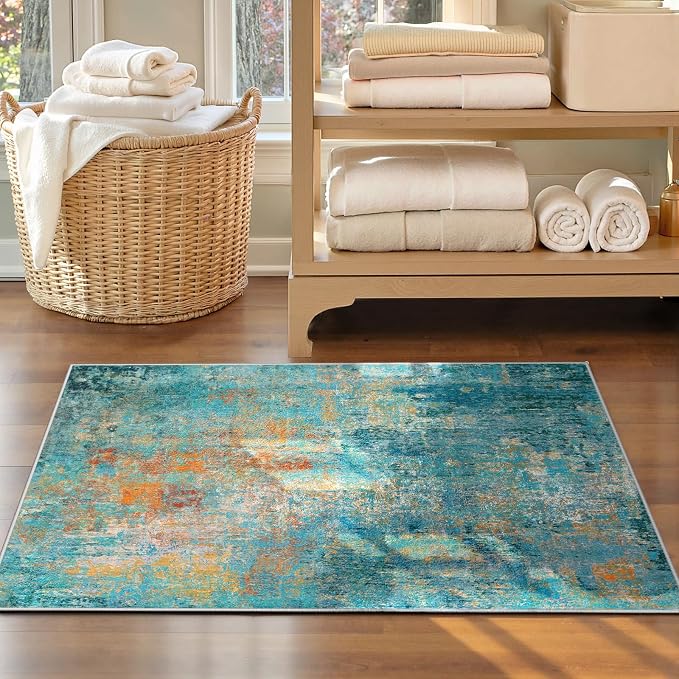 RELEANY Washable Area Rugs 3'x5' Non-Slip Modern Abstract Soft
