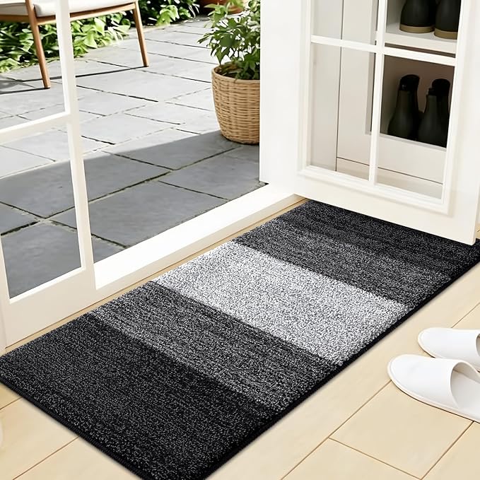 Kitinjoy Indoor Outdoor Door Mat, 44x24 Non-Slip Absorbent Dirt Trapper