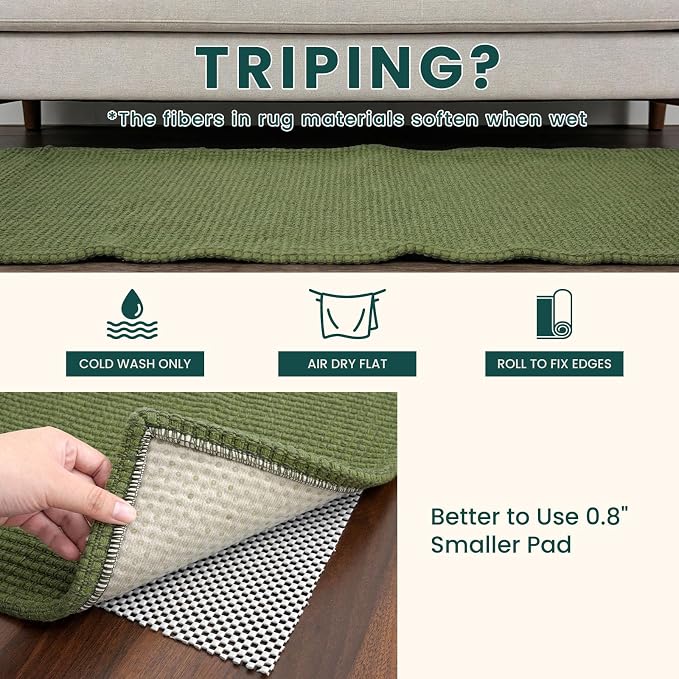 KOZYFLY Cotton 2x6 Washable Runner Rug, Non Slip Runners