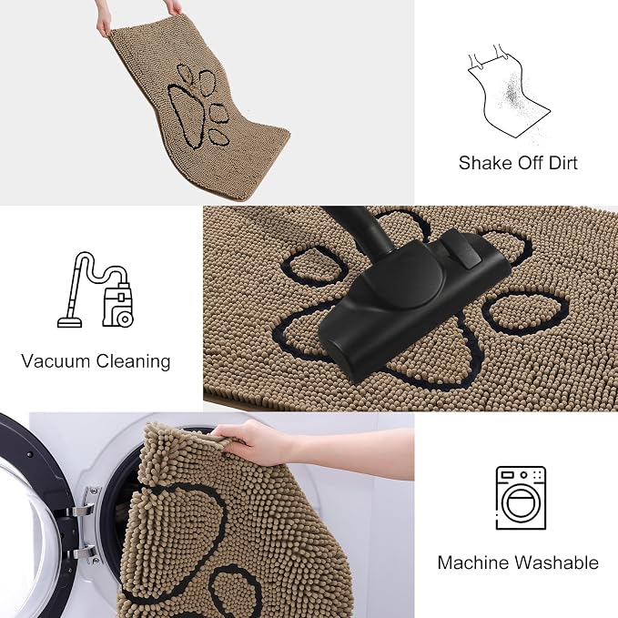 Smiry Dog Door Mat for Muddy Paws, Absorbent Dirt Trapper Non Slip Quick Dry