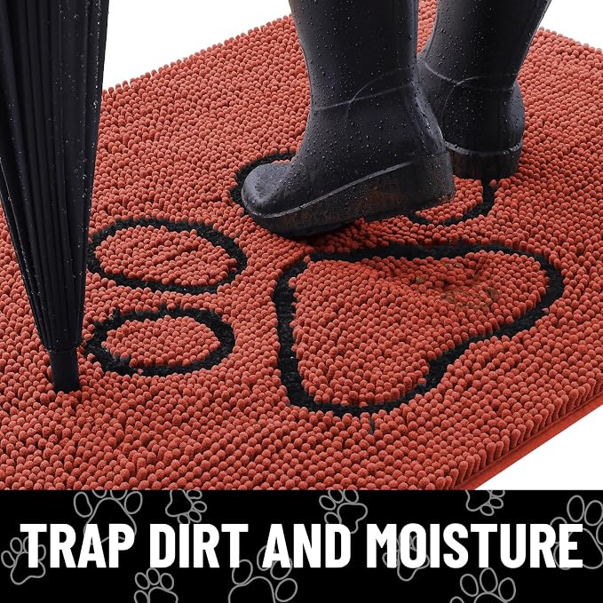 Smiry Dog Door Mat for Muddy Paws, Absorbent Dirt Trapper Non Slip Quick Dry
