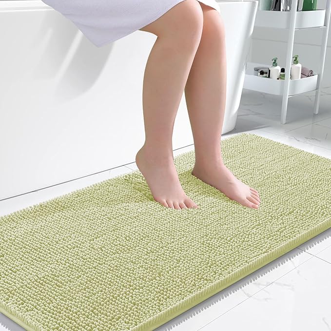 OLANLY Bathroom Runner Rugs 47x24, Soft Absorbent Chenille Bath Rugs, Rubber