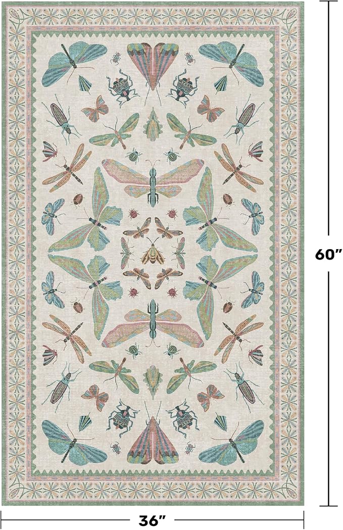 Washable Sage Green Large Entryway Rug, 3x5 Area Rugs