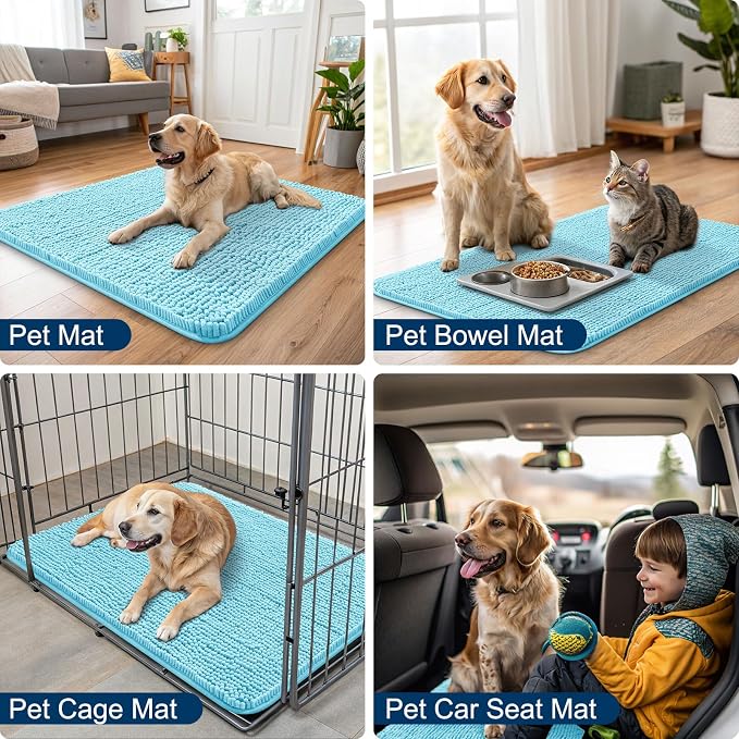 Smiry Dog Door Mat for Muddy Paws 30x20, Absorbent Dirt Trapper, Non-Slip