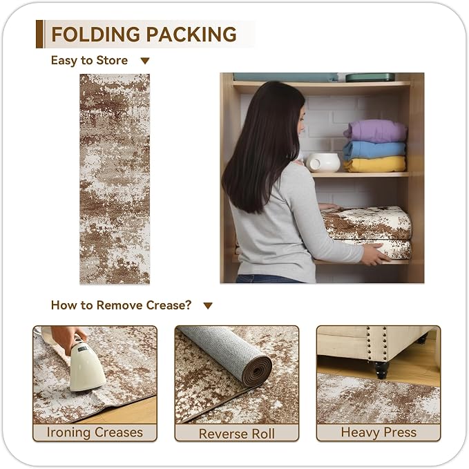 2x5 Brown Rug Runners for Hallways Kitchen Non Slip Washable Entryway Runner