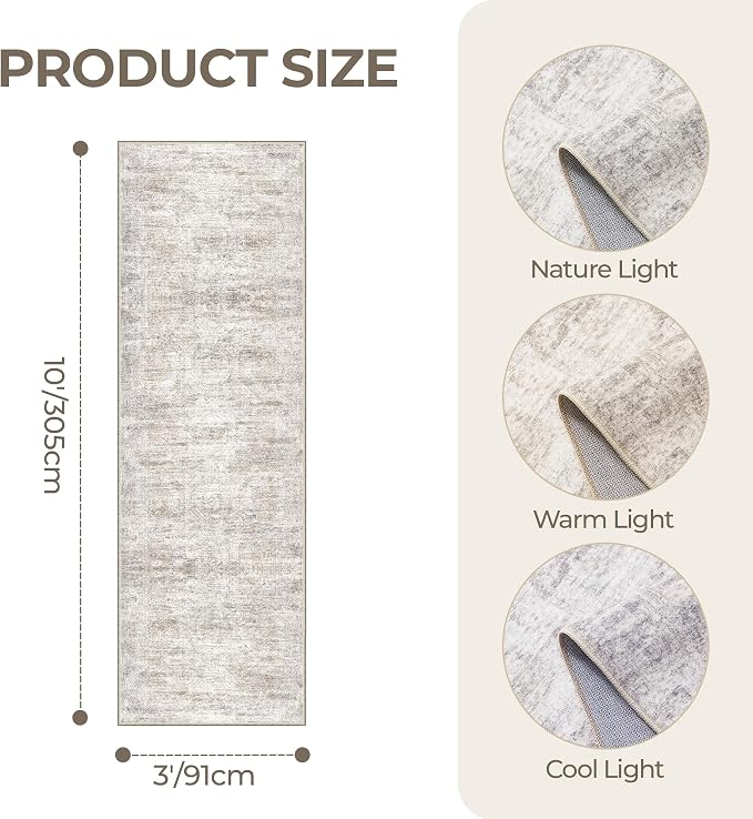 3x10 Runner Rug Non Slip Washable