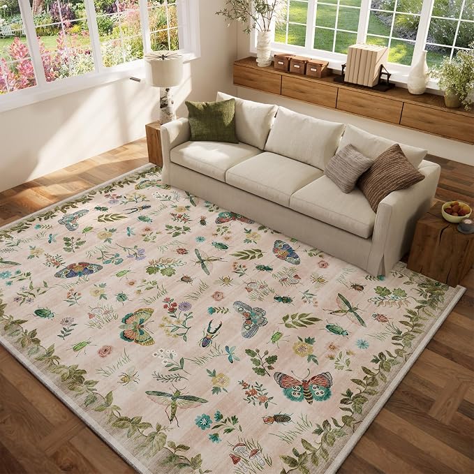 Machine Washable Rugs for Living Room: 6x9 Area Rugs Bedroom Rug Stain