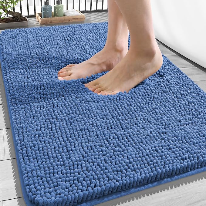 OLANLY Bathroom Rugs 34x21, Extra Soft Absorbent Chenille Bath Rugs, Rubber