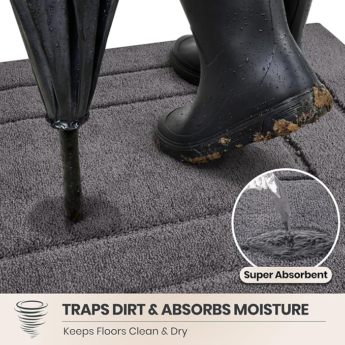 PURRUGS Dirt Trapping Door Mat 24" x 59", Non-Slip/Skid Machine Washable
