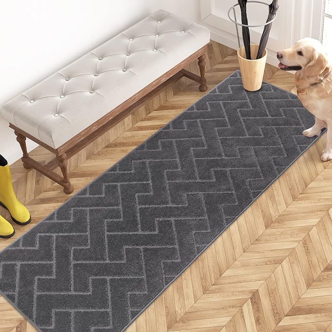 PURRUGS Dirt Trapping Door Mat 24" x 70", Non-Slip Machine Washable Entry Rug