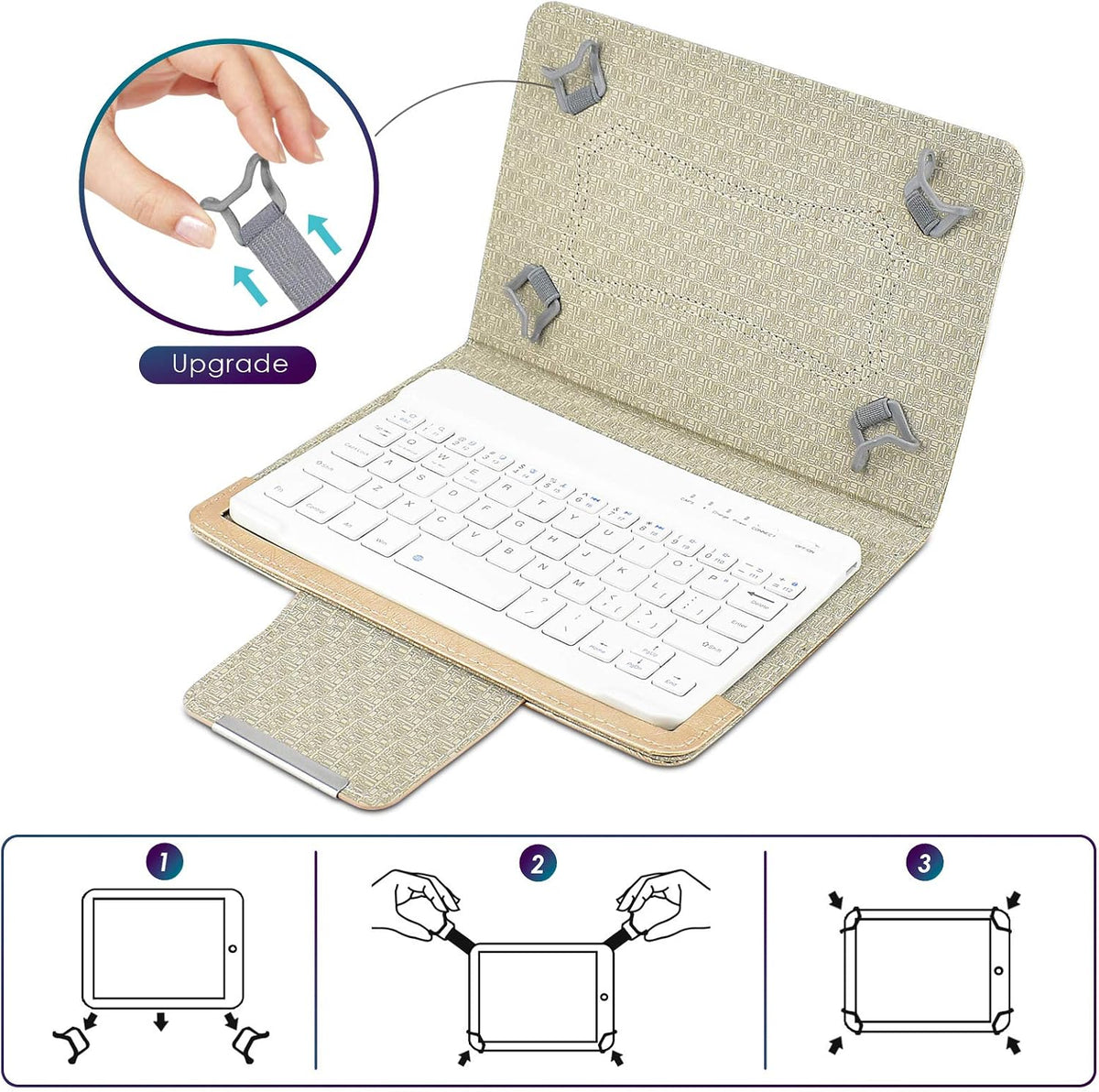DETUOSI Universal 8.0 inch Android Tablet Case with Keyboard, Removable Wireless Bluetooth Keyboard + PU Leather Folio Book Cover + Stand, Travel Portable Sleeve for iOS/Android/Windows System Tablet