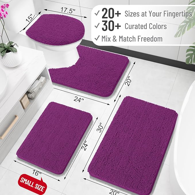 OLANLY Large Bathroom Rugs 70x46, Extra Soft Absorbent Chenille Bath Rugs