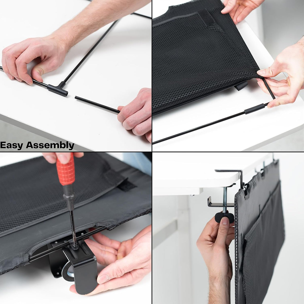 VIVO Black Clamp-on 60 inch Desk Cable Management Sleeve, DESK-SKIRT-60P