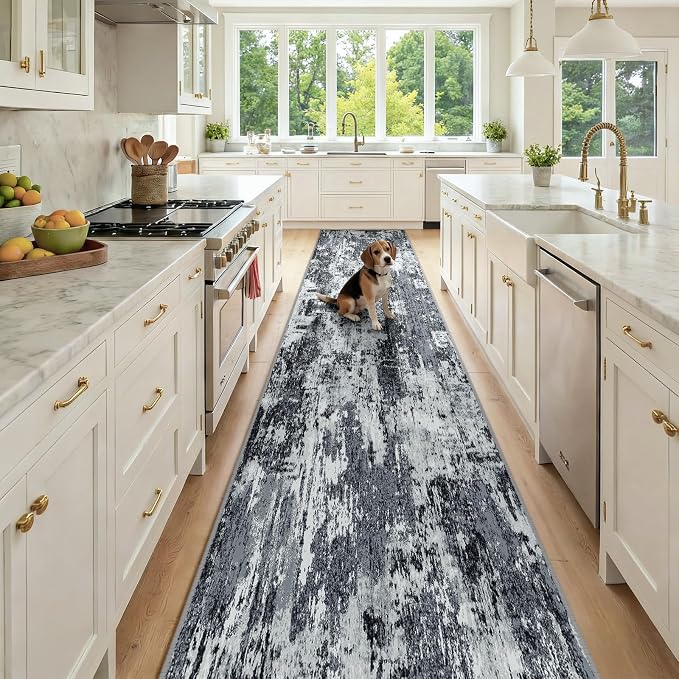 RELEANY Washable Area Rugs 2'6"x14 Non-Slip Modern Abstract Soft