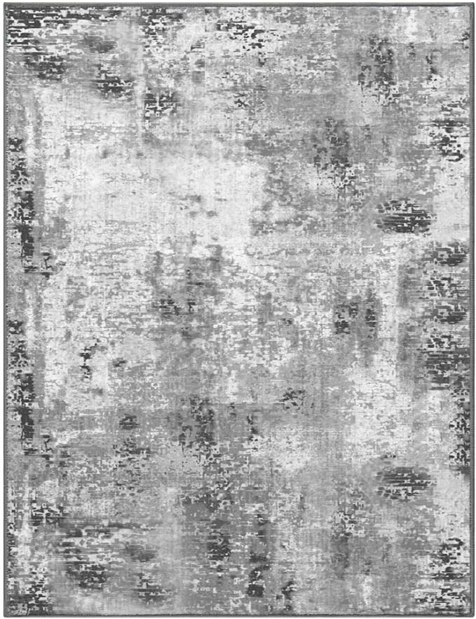 Living Room Rug 8x10 Gray Area Rugs Machine Washable Abstract Boho Large Rug