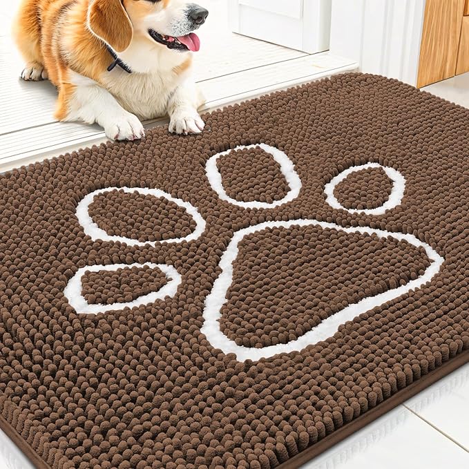 Smiry Dog Door Mat for Muddy Paws, Absorbent Dirt Trapper Non Slip Quick Dry