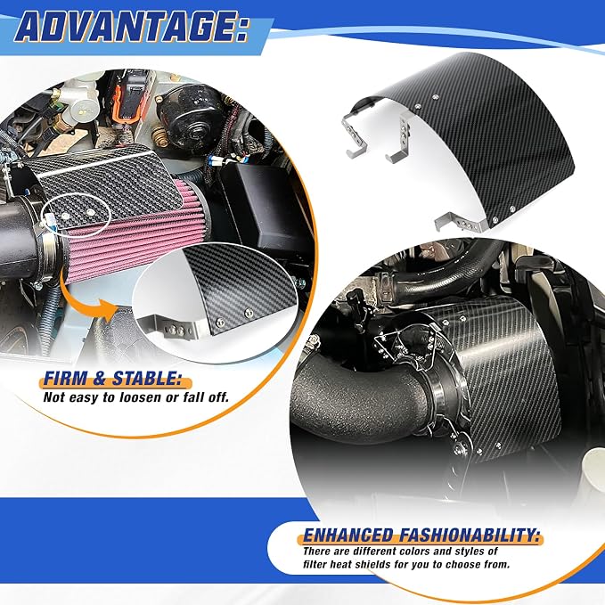 PTNHZ Universal Stainless Steel Air Intake Filter Cover Heat Shield Fits