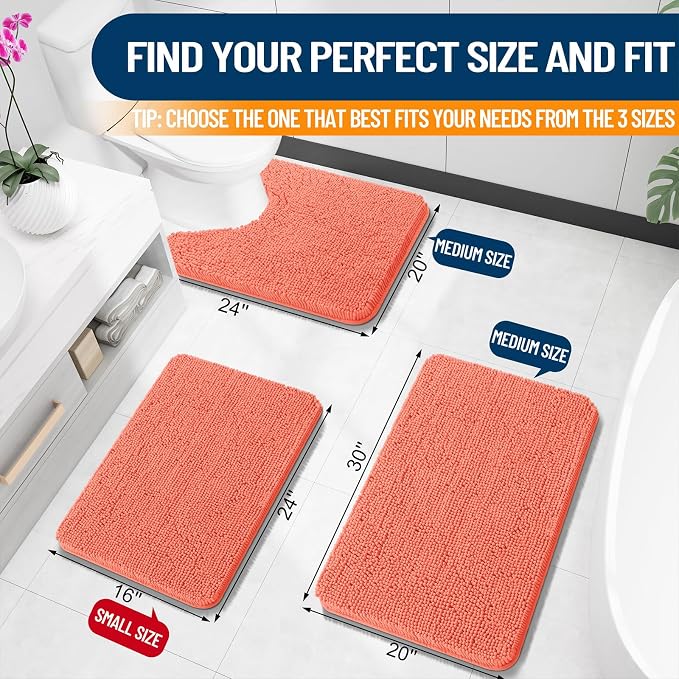 OLANLY Bathroom Rugs 30x20, Extra Soft Absorbent Chenille Bath Rugs, Rubber