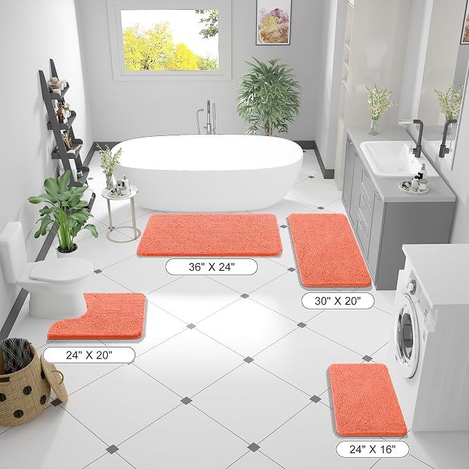 OLANLY Bathroom Rugs 30x20, Extra Soft Absorbent Chenille Bath Rugs, Rubber