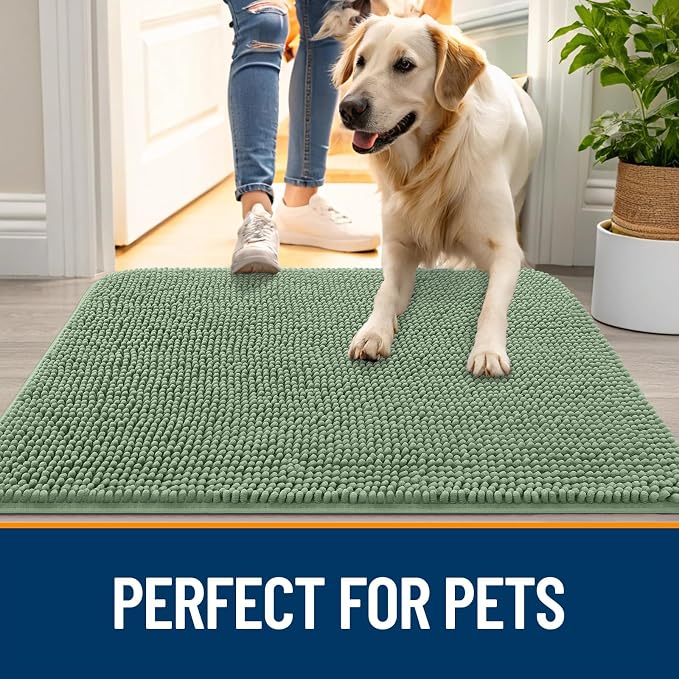 OLANLY Dog Door Mat for Muddy Paws 47x17, Absorbs Moisture and Dirt, Absorbent