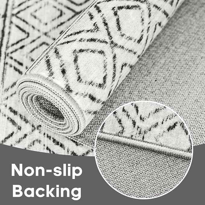 Square 6x6 Area Rug Moroccan: Machine Washable Non Slip Large Carpet