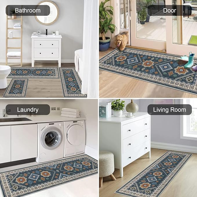 HEBE Boho Kitchen Rug Sets 3 Piece