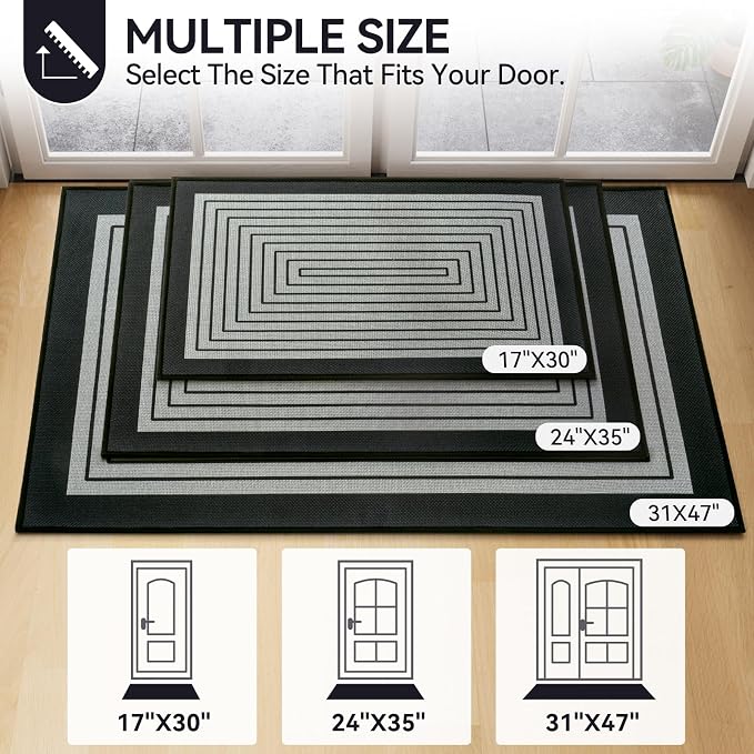 Front Door Mat 24''x35'', Absorbent Dirt Resist Washable Non Slip Low-Profile