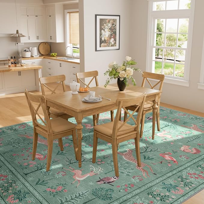 DUKINO 5x7 Rug, Washable Animal Living Room Rug