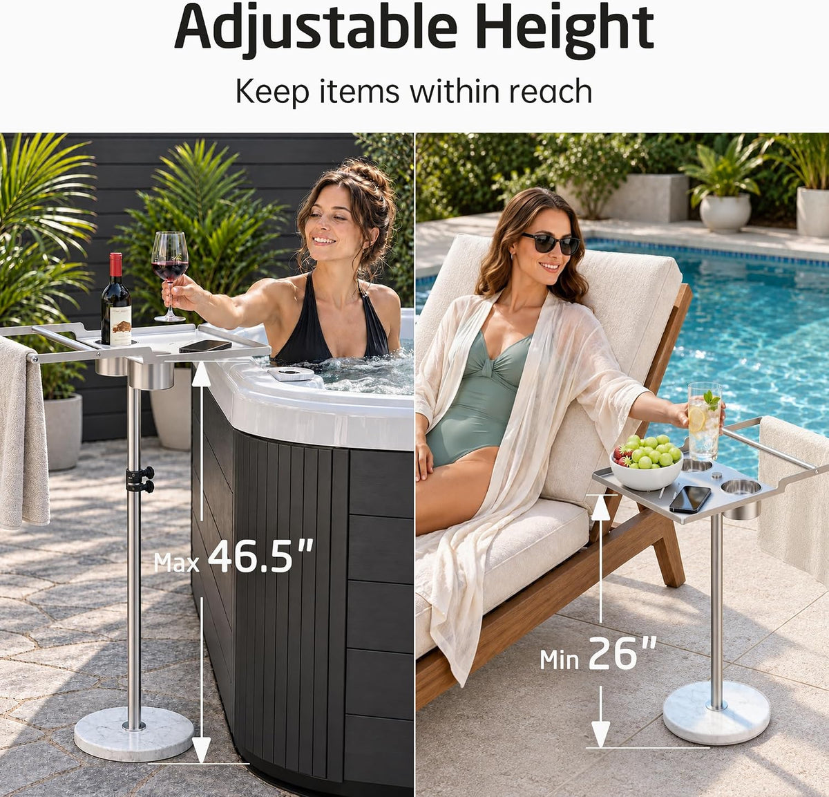 KES Outdoor Towel Rack for Hot Tub Pool, 13 Lb Natural Marble Weighted Base