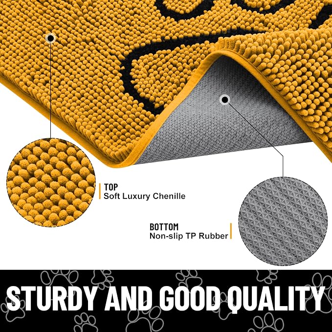 Smiry Dog Door Mat for Muddy Paws, Absorbent Dirt Trapper Non Slip Quick Dry