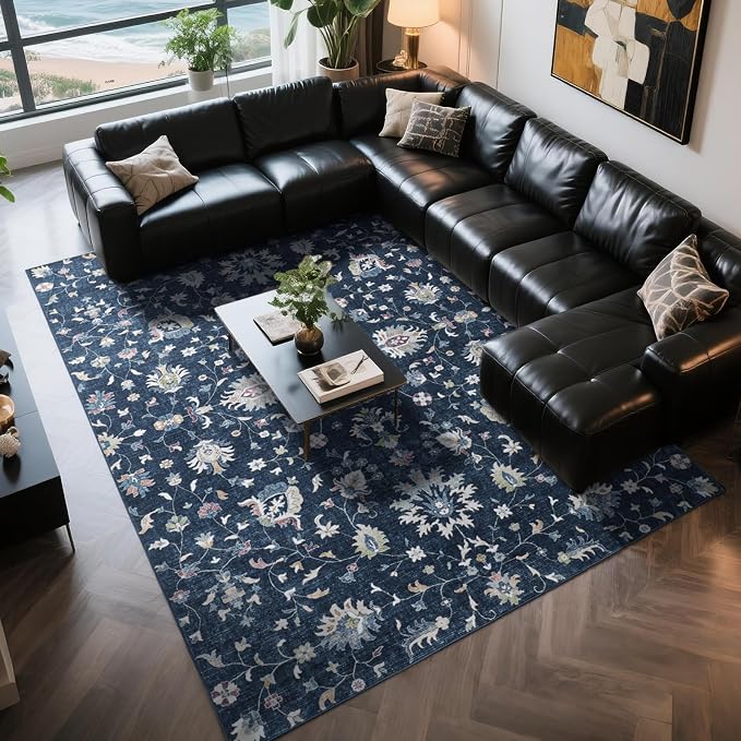 Washable Rugs 8x10 Area Rugs for Living Room, Dining Room- Soft Low Pile
