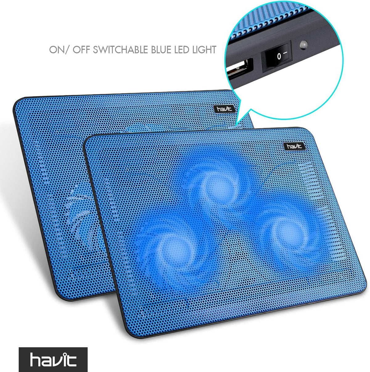 havit HV-F2056 Laptop Cooling Pad for 15.6-17 Inch Laptops, Blue